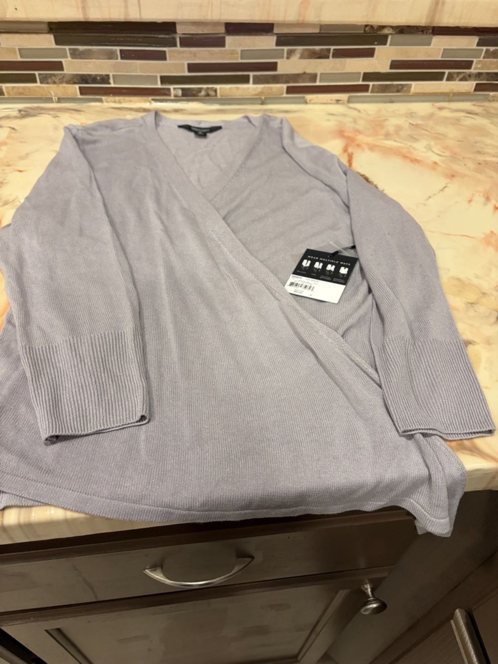 Simple vera Light Lavender Wrap Sweater wear four ways